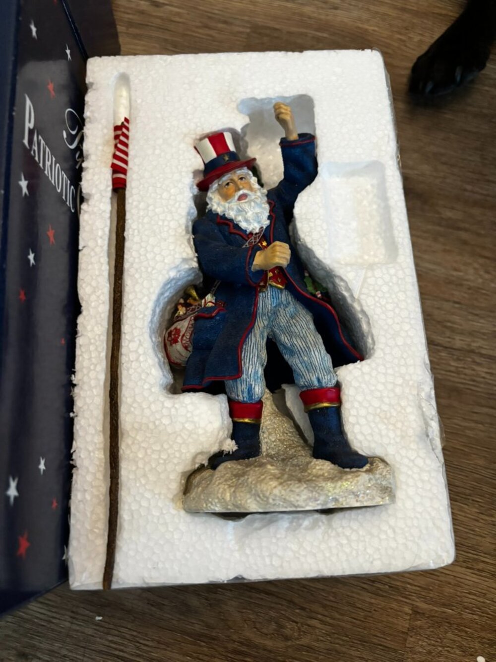Pipka Prizm Patriotic Santa Claus figurine MIB w/flag